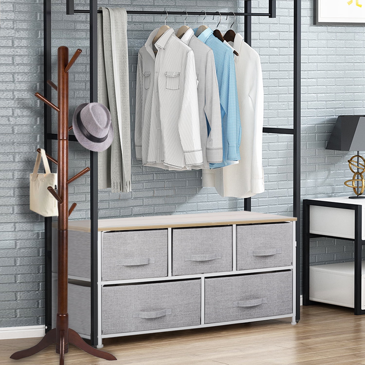 Details about   Cerbior Fabric Chest of 5 Drawers Dresser  Furniture Bedroom Cabinet Storage 