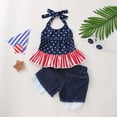 thumbnail image 6 of kaprioy Toddler Girl Clothes Toddler Baby Girl Summer Outfit 9 12 18 24 Months 2T 3T 4T Sleeveless Independence Day 4 Of July Star Prints Vest Tops Denim Shorts Outfits, 6 of 7
