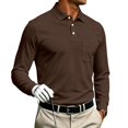thumbnail image 5 of Qwertyu Men's Long Sleeve Polo Shirts Quick Dry Classic Soft Casual Collared Work Fishing Golf Shirt Coffee M, 5 of 8