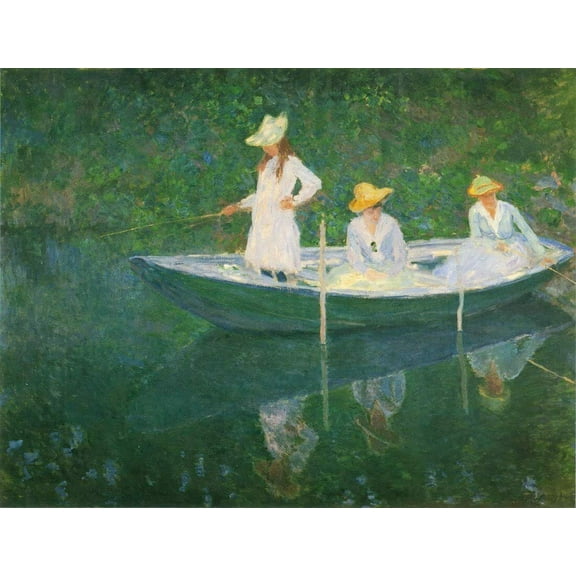 Boat At Giverney Monet - CANVAS OR FINE PRINT WALL ART