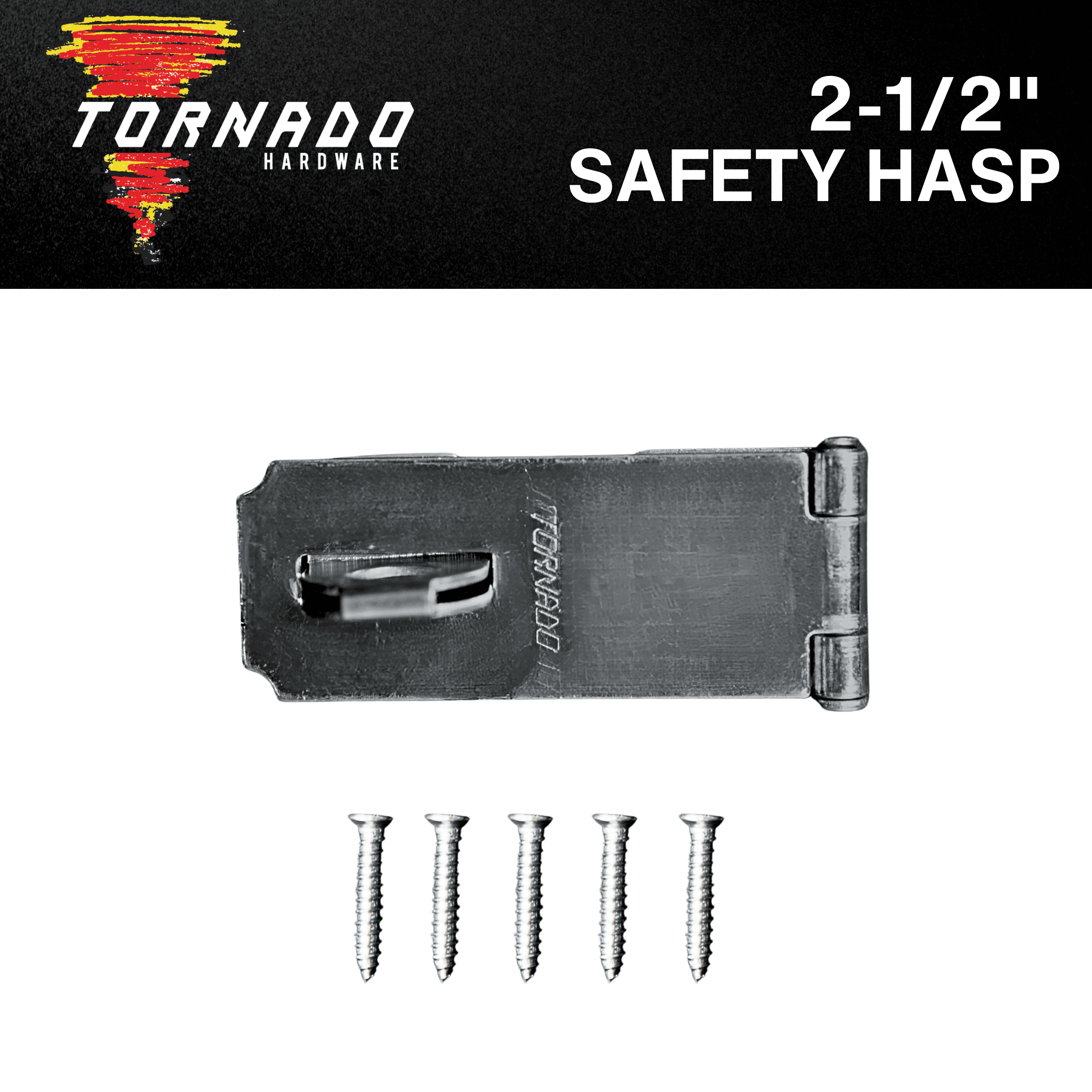 Tornado Fixed Staple Safety Hasp, Zinc Plated, 2-1/2"