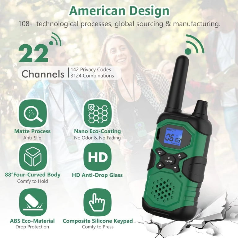 Walkie Talkies for Adult, Rechargeable Long Range Walky Talky Handheld Two  Way Radio with NOAA Weather Channel, 6x1000MAH AA Batteries and USB Charger