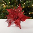 thumbnail image 3 of Christmas Flower Decorations Gold Red Sequins Glitter Handmade Tail Type Simulation Christmas Flower Christmas Tree Accessories, 3 of 7