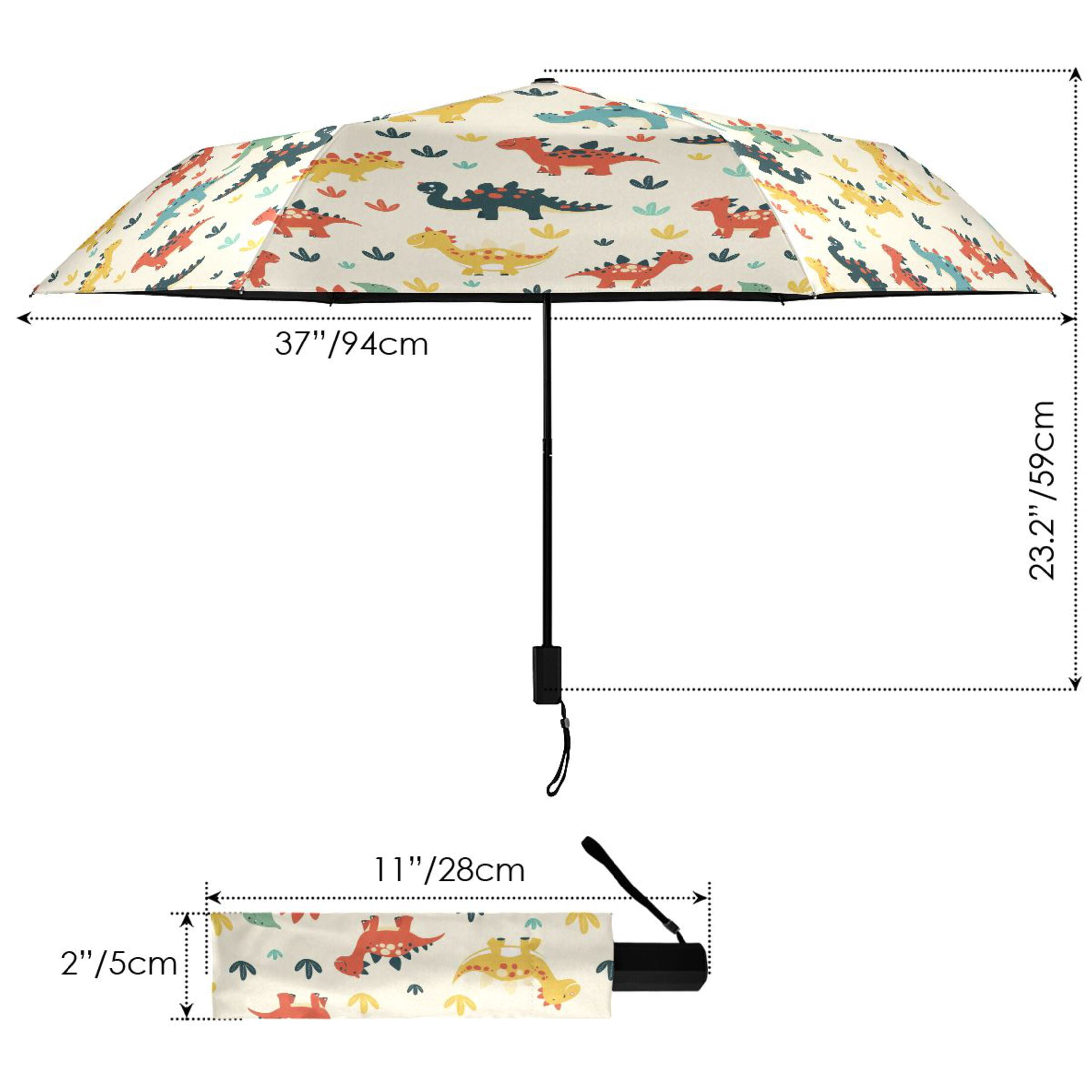 Cute Colorful Dinosaur Animal Compact Sun Umbrella Windproof Travel Umbrellas for Rain Strong Portable UV Protection