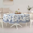 thumbnail image 6 of Blue Floral Oval Tablecloth 60x84 Inch, Blue and White French Country Tablecloth, Rustic Floral Polyester Waterproof Tablecloth for Farmhouse Kitchen Decor/Indoor and Outdoor Tables/Parties/Picnics, 6 of 6