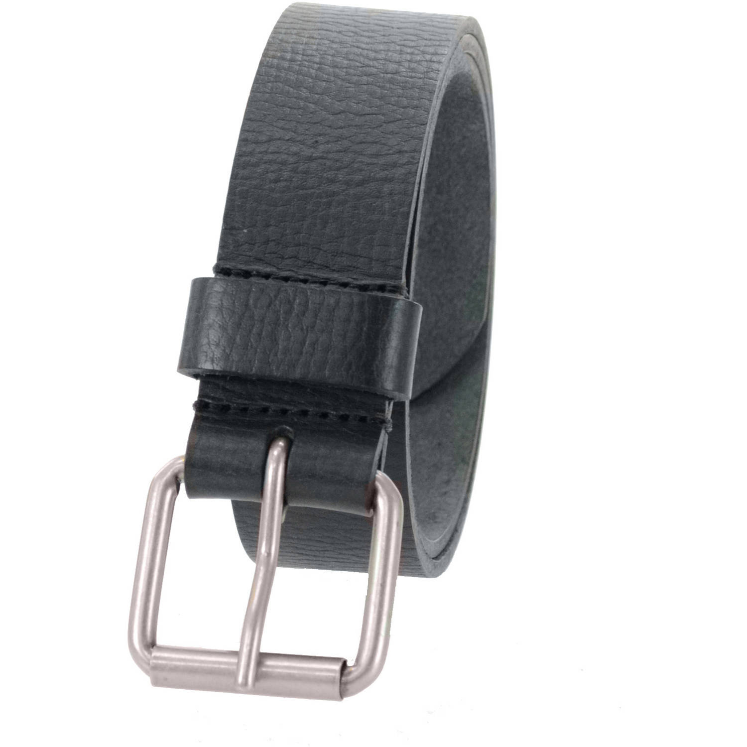 1-1/2 in. US Steer Hide Leather Pebble Grain Men's Belt w/ Antq. Nickel Roller Buckle- Black - image 2 of 2