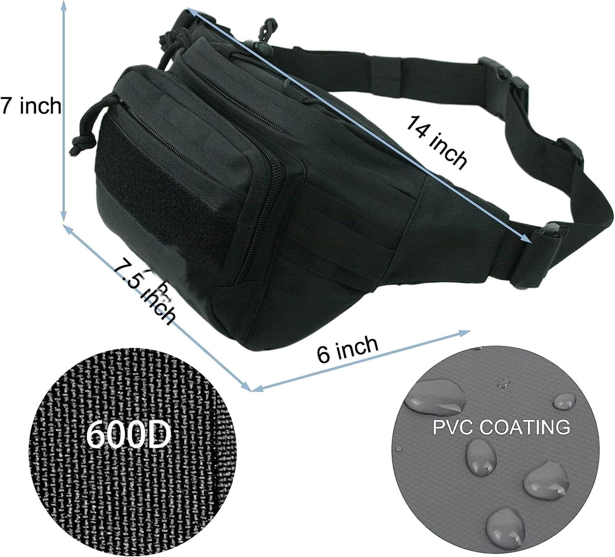 Men's Fanny Pack Waist Bag with Adjustable Strap, Multi Zipper Pockets, Hip Belt Bag