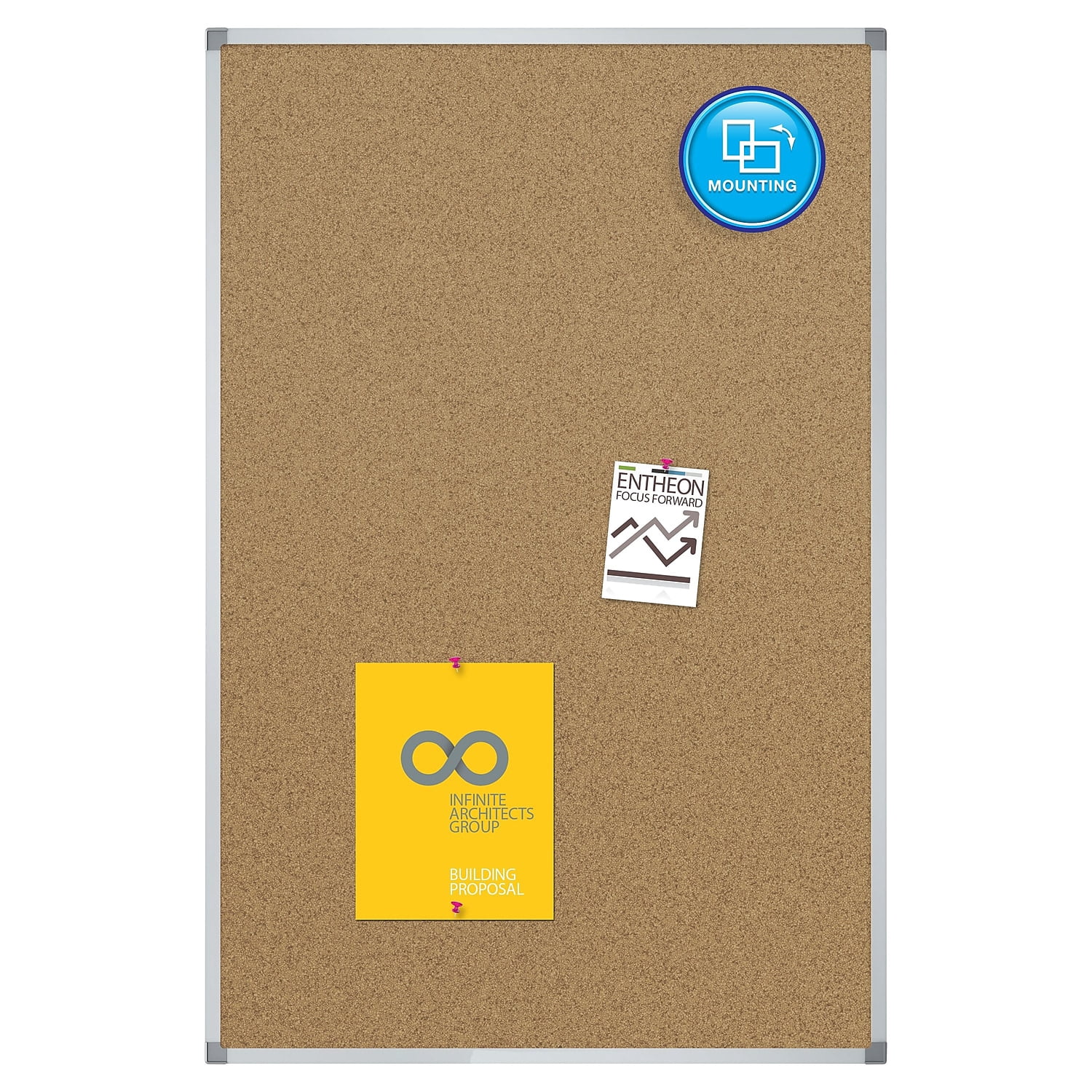 Quartet Basic Cork Bulletin Board 4 x 3 Aluminum Frame - Cork Boards
