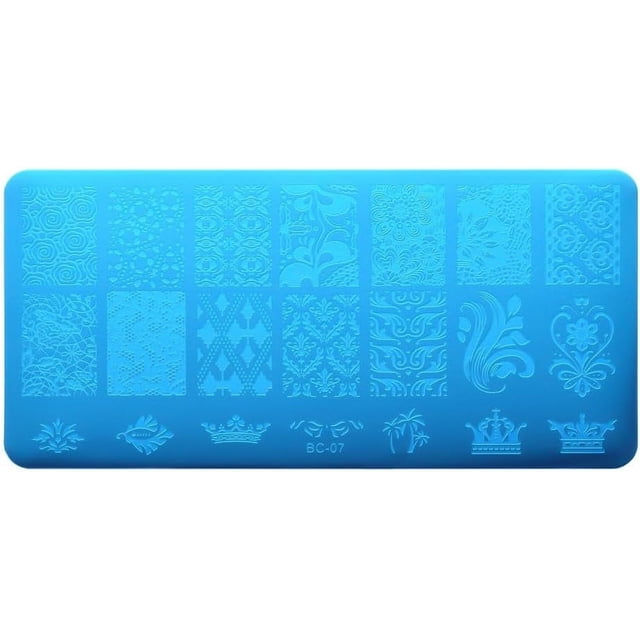 5 placas de estampado de acero inoxidable con diseño de flores de encaje para uñas, plantillas rectangulares de acero inoxidable de 12 x 6 cm.