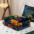 thumbnail image 5 of jejeloiu Black Cat Painting Zipper Full Size Comforter Sets with Fitted Sheet and 2 Pillowcases Kids,Multicolor Rustic Floral Zipper Bedding Set For Girls,Reversible,4 Pieces, 5 of 7