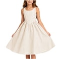 thumbnail image 3 of Jinhomg Girls Summer Striped Sundress 2026 Sleeveless Tank Dresses Flowy PLeated A Line Swing Sundress Casual Home Party Beach 5-15 Years Brown, 3 of 10