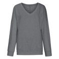 thumbnail image 5 of Oksale V Neck Sweatshirts for Women Loose Long Sleeve Sweatshirt Solid Color Sports Pullover with 2 Pockets Cozy Classic Fit Tops 2025, 5 of 9
