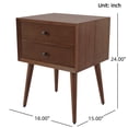 thumbnail image 2 of Noble House Mid-Century Nightstand with 2 Drawers, Solid Pine Wood, Brown, 2 of 9