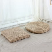 Raindrops Hand Woven Floor Seat Japanese Design Khaki Color Tatami Yoga Cushion 1Pack