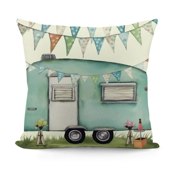 YINGXI ， Happy Camper Decor, Cozy Pillow Covers for Camping Enthusiasts, Perfect Gifts and Stylish Camping Decor for Your Camper 12x12in
