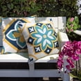 thumbnail image 4 of Outdoor Waterproof Throw Pillow Covers 18x18 Inch Set of 4 Boho Decorative Floral Covers for Patio Furniture Porch (18 * 18inch/45 * 45cm,Teal and Yellow), 4 of 6