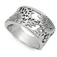 thumbnail image 4 of CHOOSE YOUR COLOR Sterling Silver Women's Sunflower Ring Flower 925 Wide Band 14mm Jewelry Female Size 9, 4 of 4