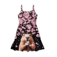 thumbnail image 4 of Uourmeti Little Girls Capybara Dress Lotus Floral Summer Sun Dress Kids Causal A Line Spaghetti Strap Midi Cami Dresses for Spring Capybara Clothes, 4 of 6