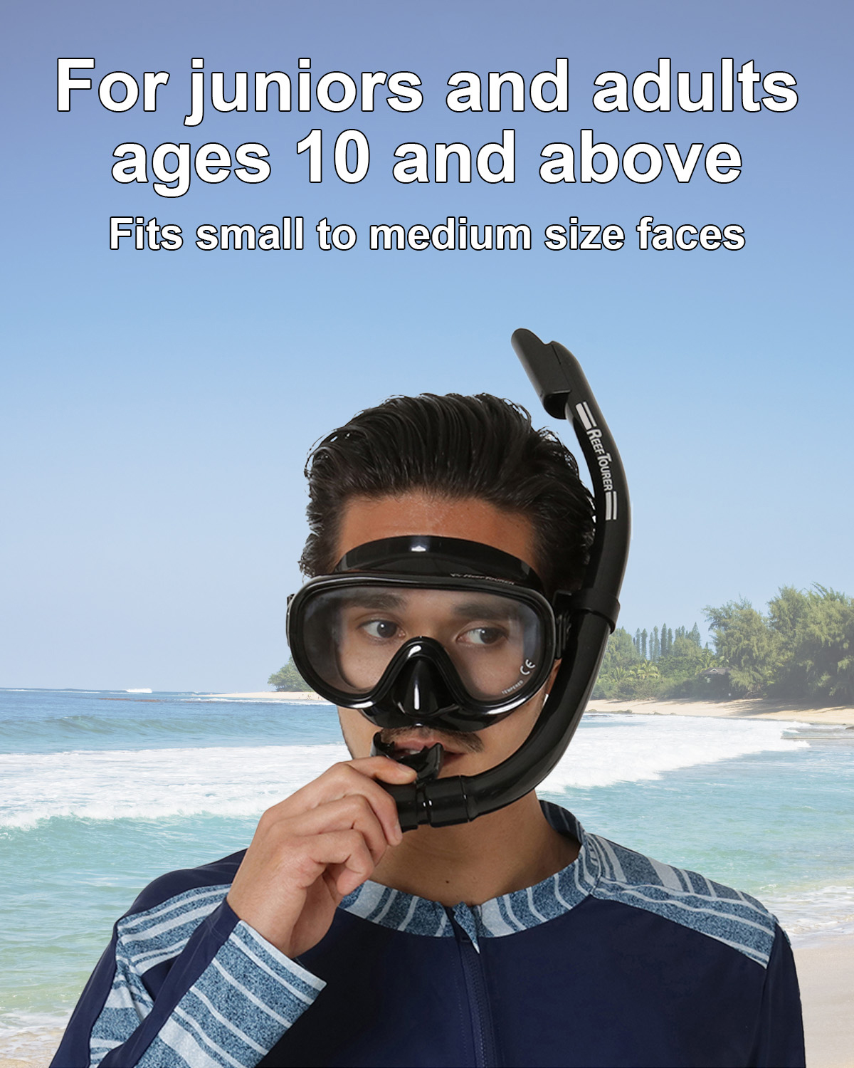 Reef Tourer Adult Snorkel Mask and Set, Black photo 2