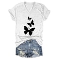 thumbnail image 4 of Womens Shirts Summer Fashion Casual V Neck Butterfly Print Top Short Sleeve T Shirt Womens Tops, 4 of 4