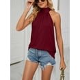 thumbnail image 3 of Luxtrada Women's Sleeveless Tie Halter Neck Summer Tops Loose Casual Tank Top Blouse Shirts (Red Wine,M), 3 of 5