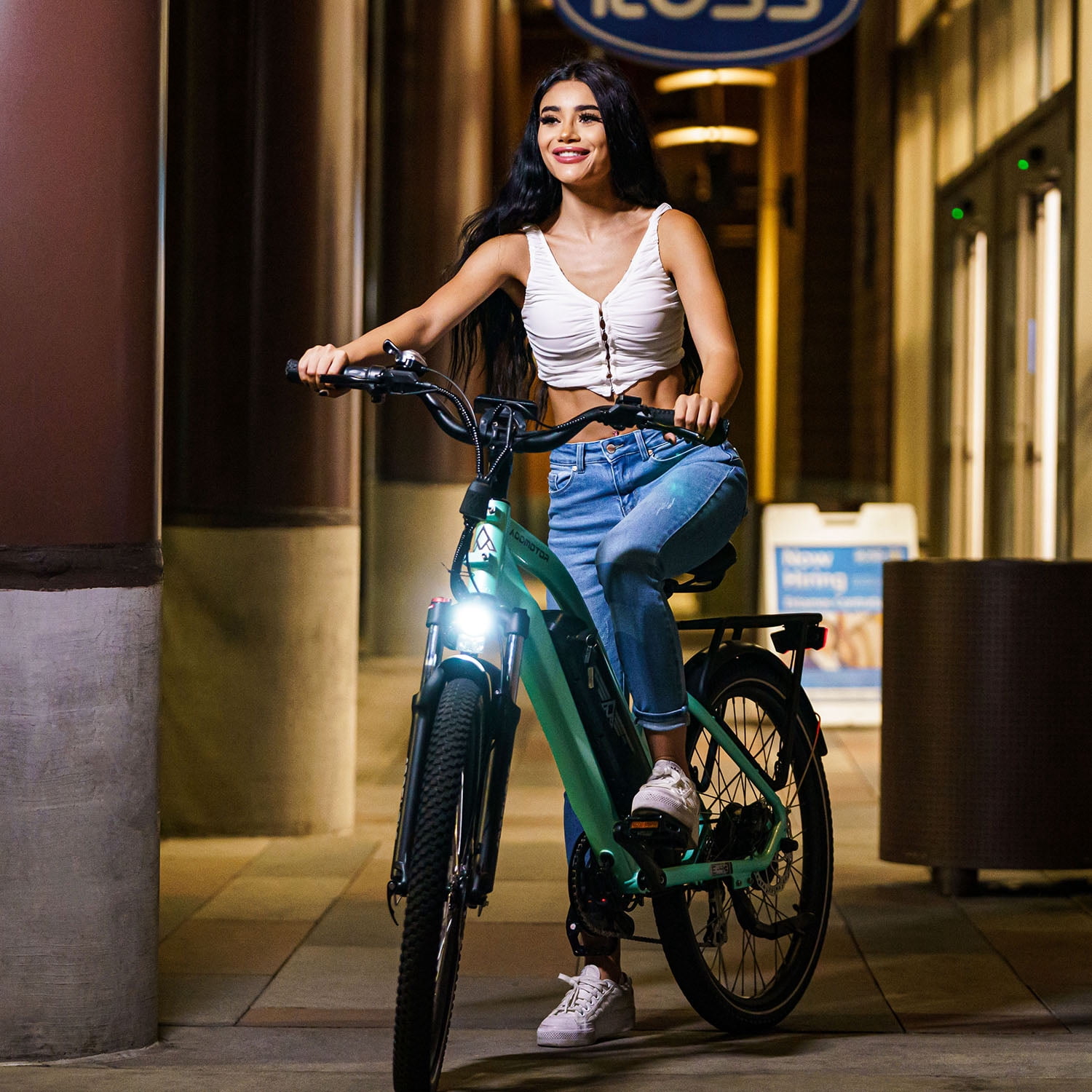 Addmotor Citypro 26inch Electric Bike for Adult, 95Miles, 500W Commuter City Cruiser Electric Bicycle with 48V 15Ah Battery, Step-Thru Electric Ebike, Shimano 7 Speed, E-43 Fluorescent Green