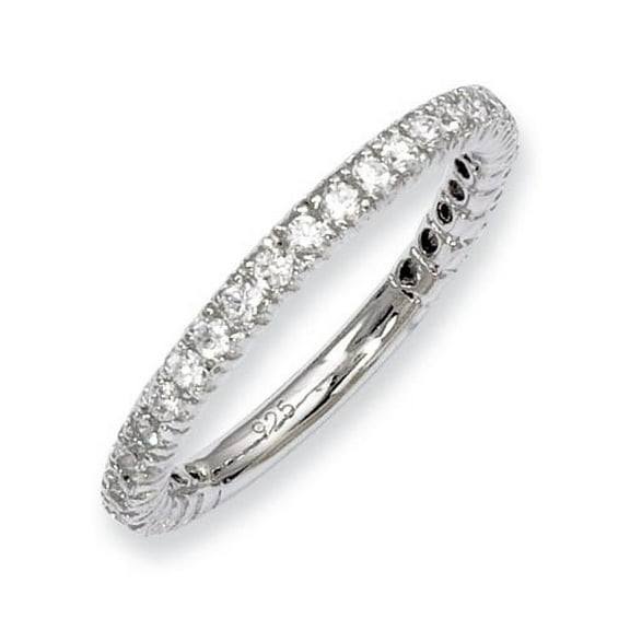 Primal Silver Sterling Silver Rhodium-plated 28 Stone Cubic Zirconia Ring