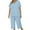 Sky Blue, variant on Bosfbaoi Plus Size 2 Piece Sets For Women V-Neck Short Sleeve Top Wide Leg Capri Set Loungewear Sets Pajama Set