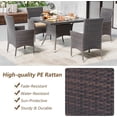 thumbnail image 3 of Kullavik 5-Piece Patio Outdoor Dining Set, Wicker Patio Furniture Set of 4 Rattan Chairs with Soft Cushions and Square Table with Umbrella Cutout, Sand, 3 of 6