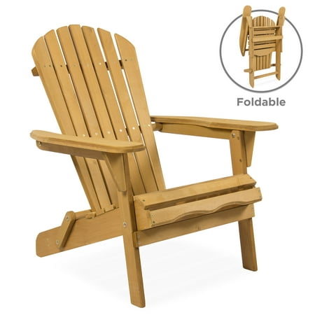 Best Choice Products Outdoor Adirondack Wood Chair Foldable Patio Lawn Deck Garden