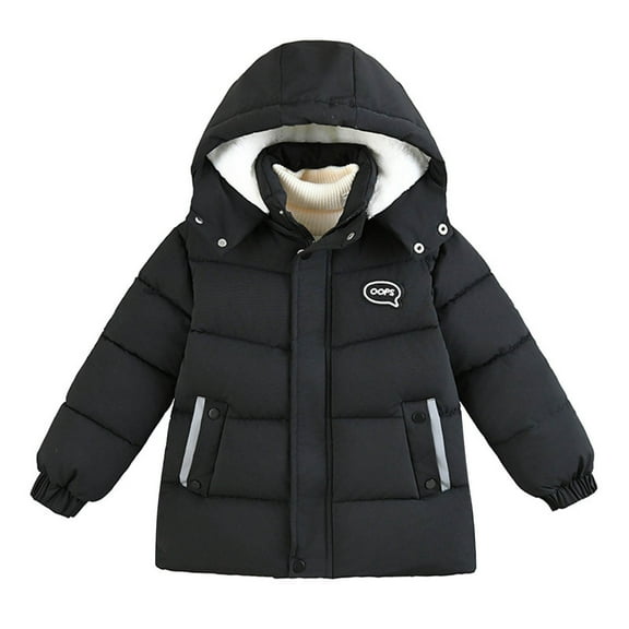Kiijoy Boys Winter Down Jacket Fleece Thickened Warm Coat Puffer Outerwear, Sizes 3-4