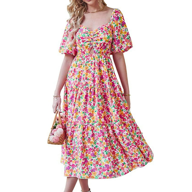 ankle length summer dresses Sarina Linen-Blend Floral Maxi Dress main image 1