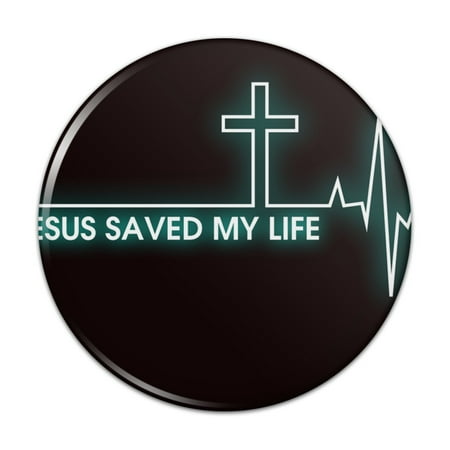 Jesus Saved My Life EKG Heart Rate Pulse Religious Christian Kitchen Refrigerator Locker Button (Best Pussy Licker In The World)