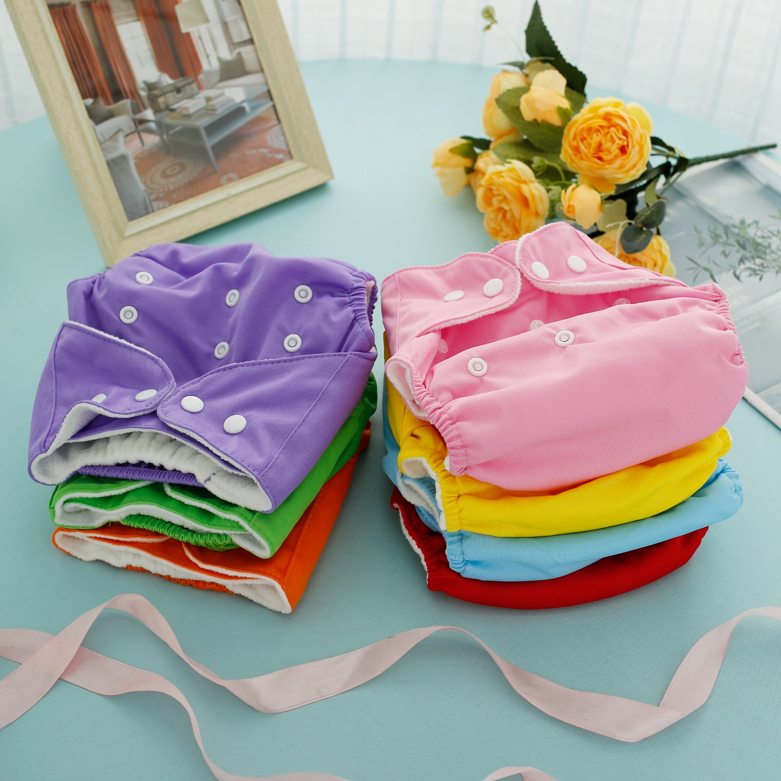 14Pcs Baby Cloth Diapers Reusable Washable Baby Cloth Nappies Adjustable Newborn Cloth Diapers Absorbent Cloth Nappies Comfortable Cloth Diapers Upgraded version - granular fleece