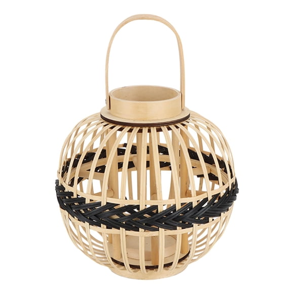 Linterna vintage,Pantalla de lámpara de farol de bambú tejida a mano rústica,Pantalla de lámpara con asa Vintage Lantern Home,Lámpara romántica al aire libre Jaula Linterna de Estilo C