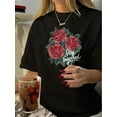 thumbnail image 1 of Vintage-Inspired Geometric Print T-Shirt for Women - Casual Crew Neck, Short Sleeve, Polyester Blend, Machine Washable - Perfect for Summer, 1 of 6