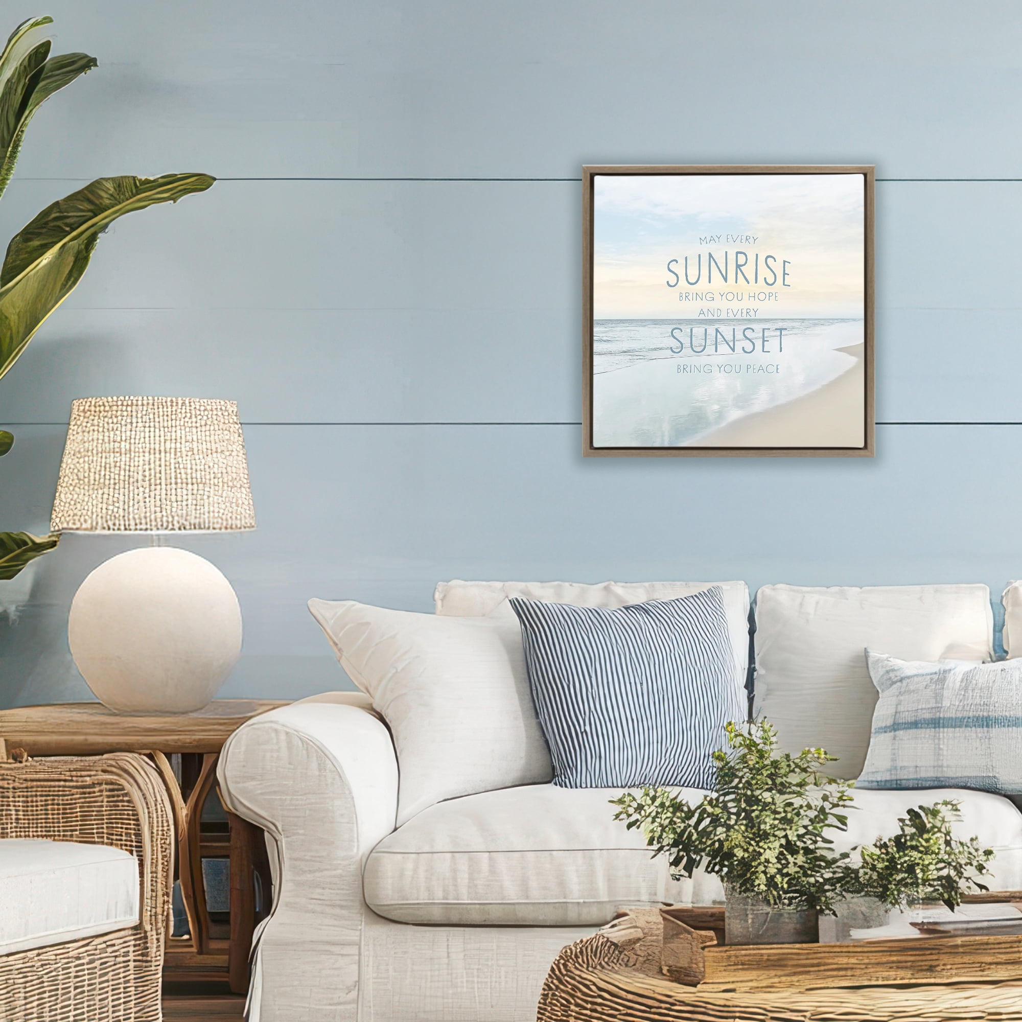 Stupell Industries Sunrise & Sunset Statement Brown Framed Floater Canvas Wall Art, design by Natalie Carpentieri