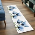 thumbnail image 3 of Blue Tulip Runner Rug for Hallway 2x6ft, Transparent Flowers Minimalist Modern Art Non Slip Floor Mat Washable Low-Profile Indoor Carpet for Living Room, Bedroom, Dining Room, 3 of 9