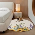 thumbnail image 3 of Area Rug 36in, Spring Sunflowers Lavender Floor Carpet Living Room Rug, Vintage Plants on Linen Non-Slip Welcome Mat Indoor Rugs for Bedroom Dining Room, 3 of 9