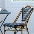 thumbnail image 6 of Merrick Lane Set of Two Stacking French Bistro Chairs with Black and White PE Seats and Back and Bamboo Finished Aluminum Frames for Indoor/Outdoor Use, 6 of 12