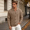thumbnail image 3 of Mens Cardigan Sweater Long Sleeve Casual Button Down Lapel Collar Hollow out Knit Cardigans Fall Clothes, 3 of 8