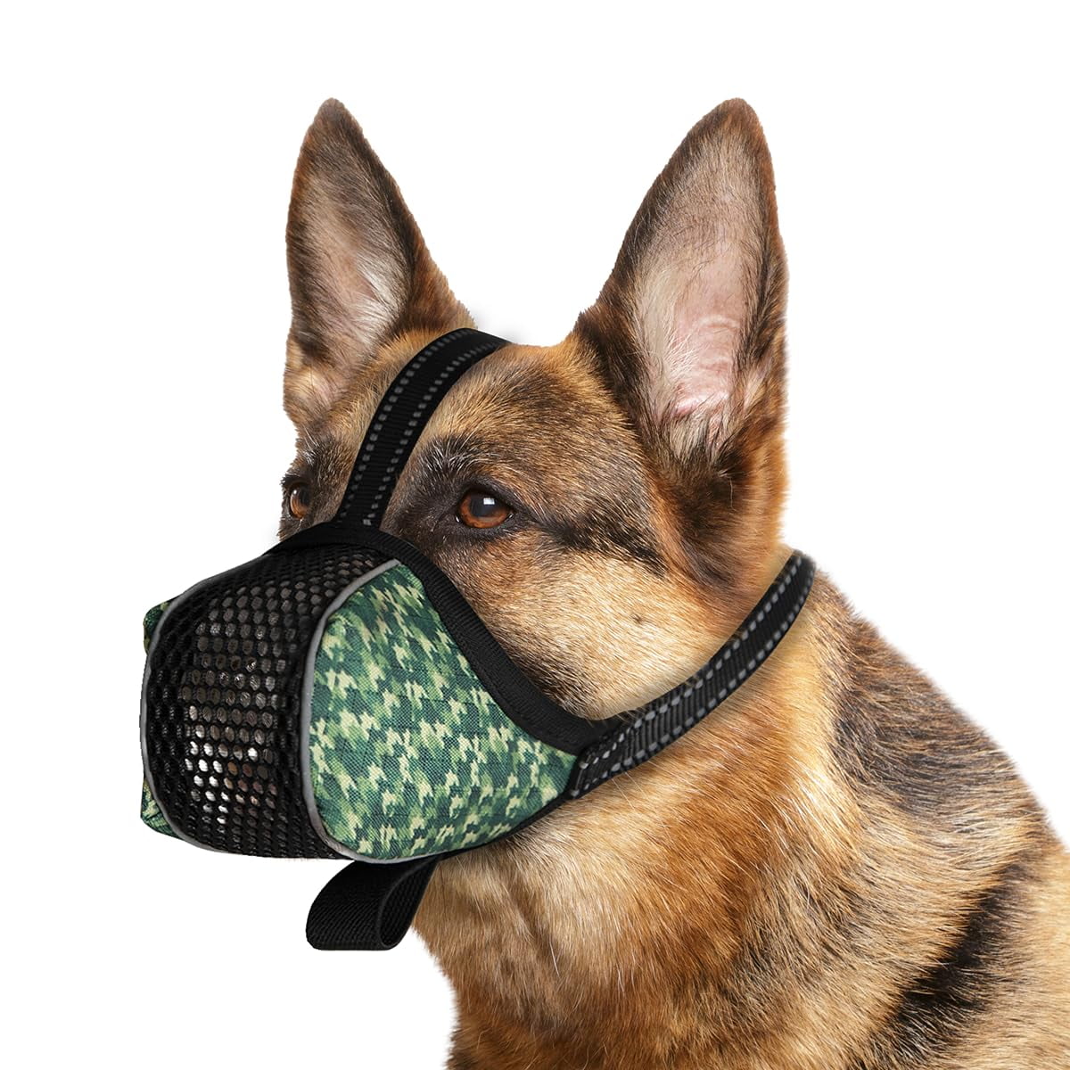 Breathable Dog Muzzle for Large Dogs Soft Anti Biting Chewing No Bark Lick Full Coverage Mesh Printed Includes Anti Falling Accessory Ideal for Small Medium Large