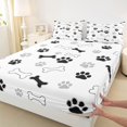 thumbnail image 3 of Manfei Minimalist Kitten Paw Fitted Sheet Full, Dog Bone Bed Set, White Gray, 3-Piece, 1 Fitted Sheet and 2 Pillowcases, 3 of 6