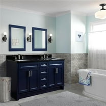 Bellaterra Home 400700-61D-BU-BGR 61 in. Galaxy Granite Rectangle Sink Double Vanity, Blue & Black