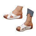 thumbnail image 3 of HNMKIU Womens Sandals Fashion Open Toe Slide Style Comfortable Casual Slippers for Summer Beach Wear Lightweight Breathable Summer Shoes White,8, 3 of 8