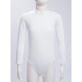 thumbnail image 5 of Kaerm Girls Fleece Ballet Dance Leotard Undergarment Gymnastics Dance Bodysuit Warm Up Dancewear White Mock Neck 130, 5 of 8