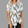 thumbnail image 1 of Fiudx Ofertas Relámpago Blusa Casual de Manga Corta con Estampado de Botones y Cuello Redondo para Mujer, 1 of 5