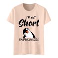 thumbnail image 2 of Gibobby Playera Corte clásico para Mujer Camiseta manga corta con cuello redondo y estampado letras dibujos animados para mujer, camisetas informales tipo t(Beige,CH), 2 of 4
