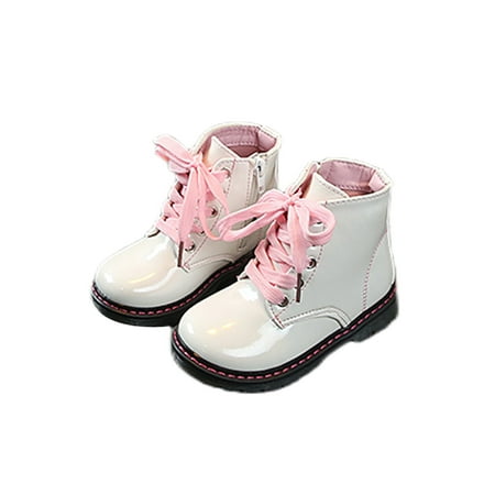 

Ritualay Boys Girls Outdoor Ankle Boots Side Zipper Comfort Combat Booties School Shoes for Toddler/Little Kid White 7C