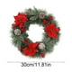 thumbnail image 3 of Aldaba navideña con corona de flores para interiores y exteriores, ideal para el invierno, con flores rojas y frutos rojos, piñas y adornos navideños de plástico., 3 of 6